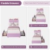 TackView Bed Frame with Storage Headboard,Boucle Upholstered Platform Bed with 2 Drawers, Chic Wavy Headboard with Bookcase, No Box Spring Needed - 4 of 4