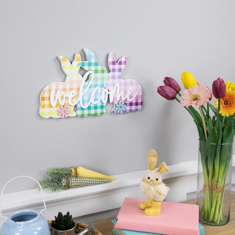 Northlight Gingham Bunnies Welcome Easter Wall Sign - 13.75", 2 of 9
