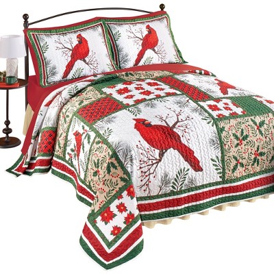 Collections Etc Holiday Cardinal Patchwork Oversized Quilt