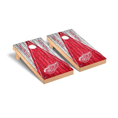 NHL Detroit Red Wings Premium Cornhole Board Weathered Triangle Version