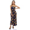 Women Strapless Floral Print Bohemian Boho Maxi Dress Casual Off Shoulder Beach Party Dress with Pockets - 2 of 4