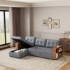 FONTOI Pull-out Sofa Bed, Convertible Sleeper with with Storage Chaise and Wooden Handrail, L-shaped Sofa for Living Room Home, Gray, 84"*33.75"*52" - 2 of 4