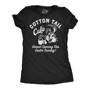 Womens Funny T Shirts Cotton Tail Cafe Holiday Bunny Graphic Tee For Ladies - Crazy Dog Women's T Shirt - 1 of 4