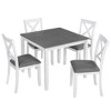 FONTOI Modern Wooden Dining Set with Square Table and Upholstered Chairs for Cozy Stylish Home Kitchen and Small Space Dining, White, 34.5"*34.5"*30" - 2 of 4