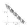 Black Bow Jewelry 3.25mm 10k White Gold Solid Diamond Cut Rope Chain Necklace - 2 of 4
