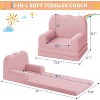 2-in-1 Convertible Kids Couch - Teddy Fleece Toddler Sofa Chair, Soft Fold-Out Lounger Bed for Playroom & Nursery, Ideal Birthday Gift - 3 of 4