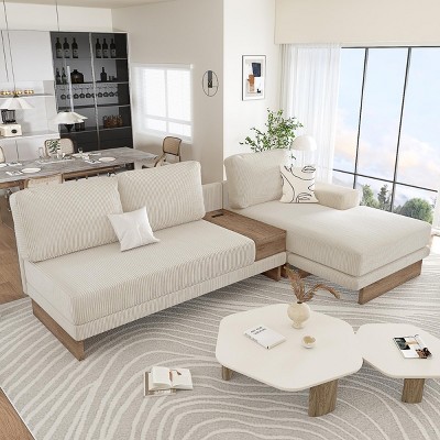 L-shaped Sofa Sectional Sofa With 2 USB Ports And 2 Power Sockets,A Storage Drawer And A Reversible Chaise Lounge - Maison Boucle