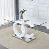 NicBex Modern 63 Inch Rectangle Dining Table with Tempered Glass Tabletop and OC-Shaped MDF Bracket for 6 to 8 - 2 of 4