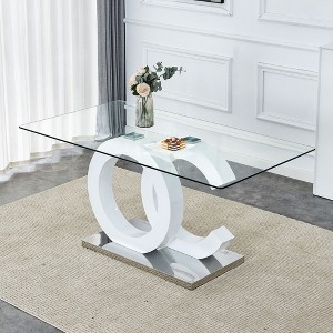 NicBex Dining Table 63" Modern Minimalist Rectangular Dining Table with MDF OC-Shaped Bracket - 1 of 4
