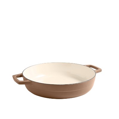 3.5 QT Brown Enameled Cast Iron Braiser with Lid