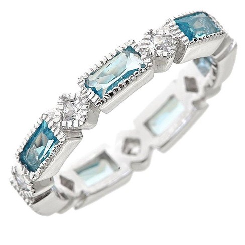 Shine By Sterling Forever Sterling Silver Blue Topaz Cz Victorian Band ...