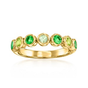 Ross-Simons 0.10 Carat Green Sapphire and .60 ct. t.w. Tsavorite Ring With .20 ct. t.w. Peridots in 18kt Gold Over Sterling - 1 of 4