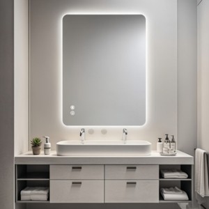 LED Bathroom Vanity Mirror with 3-Color Temperatures, Rectangular Anti-Fog Wall-Mounted Mirror for Bathroom – The Pop Home - 1 of 4