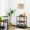 Costway Kitchen  Cart Serving Trolley on Wheels w/ Wine Rack Glass Holder - 2 of 4