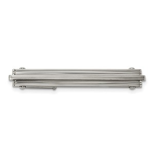 Black Bow Jewelry Stainless Steel Brushed & Polished Striped Tie Bar Clip, 7 x 55mm - 1 of 4