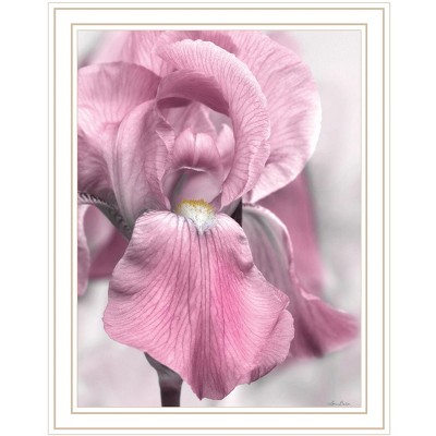 HomeRoots Pink Iris White Framed Print Wall Art