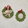 Storied Home Cotton Crocheted Wreath Shaped Coasters, Green, Red and White, Set of 4 - 2 of 3