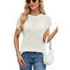 Womens Summer Tops Casual Crewneck Knit Short Sleeve Sweater Loose Fit Lightweight Shirts - 2 of 4