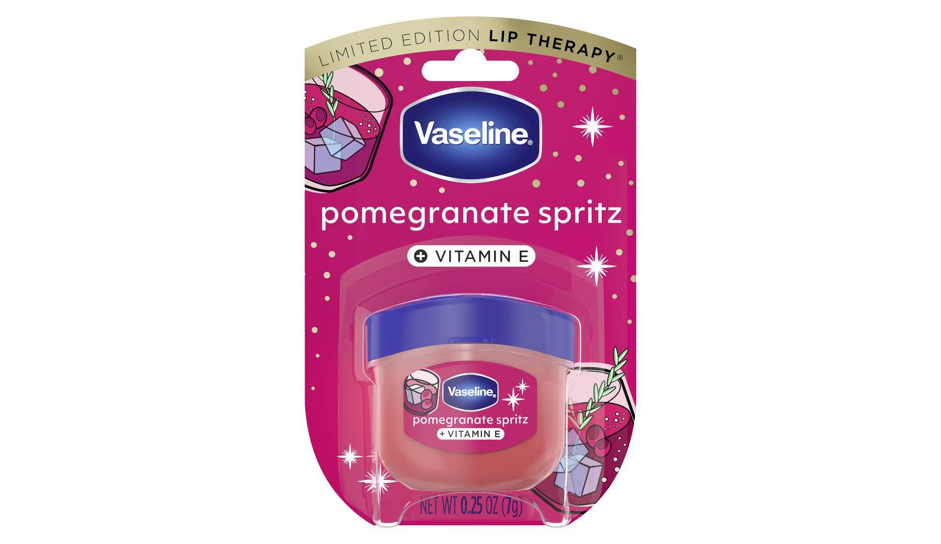 Vaseline Holiday Limited Edition Lip Balm - Pomegranate Spritz - Travel Size - 0.25oz