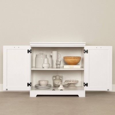 Harma 33" White Farmhouse Storage Cabinet with Adjustable Shelf