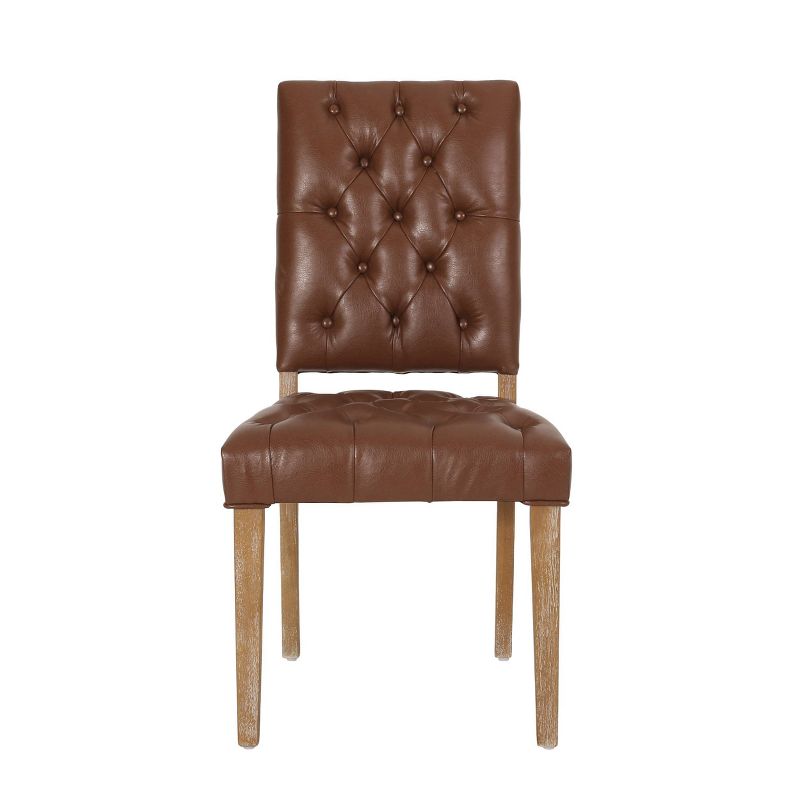 2pk Kessler Contemporary Tufted Dining Chairs Cognac Brown/Natural - Christopher Knight Home, 3 of 12