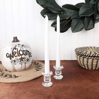 Clear Glass Hexagonal Taper Candle Holders Set of 4