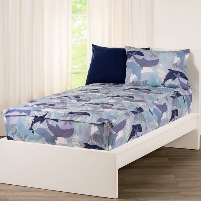 Twin Blue Microfiber Kids Bed in a Bag Set
