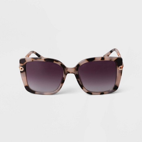 Women s Tortoise Shell Oversized Square Sunglasses A New Day Tan