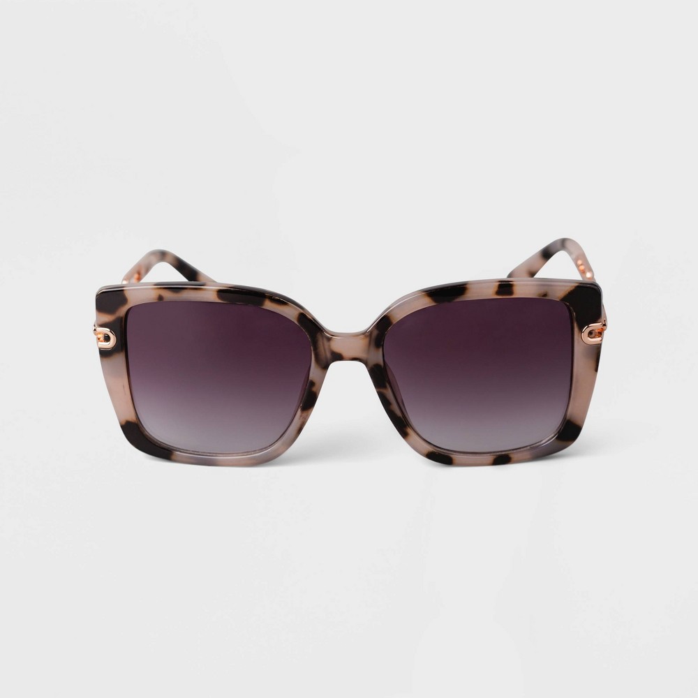 Photos - Sunglasses Women's Tortoise Shell Oversized Square  - A New Day™ Tan gray