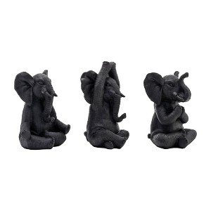 Sagebrook Home Set of 3 Polyresin Yoga Elephant Figurines - Contemporary Table Decor For Home, Office, Yoga Studio, Spa - 1 of 4