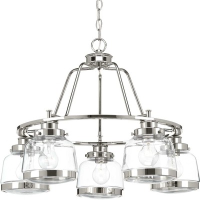 Judson Antique Bronze 5-Light Farmhouse Chandelier with Clear Glass Shades