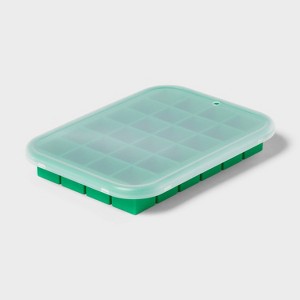 Silicone Cube Ice Tray with Lid Green - Room Essentials™ - 1 of 3