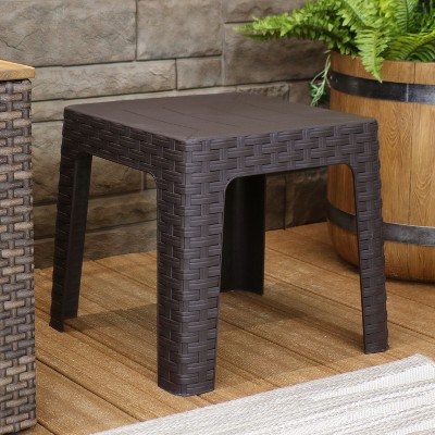 Sunnydaze 18" Brown Polypropylene Square Patio Side Table Set