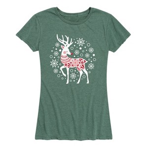 Women's - Instant Message - Scandinavian Reindeer Short Sleeve Graphic T-Shirt - 1 of 4