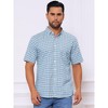 INSPIRE CHIC Men's Point Collar Short Sleeve Button Down Checked Plaid Dress Shirt - 4 of 4