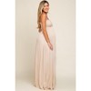 PinkBlush Beige Smocked Halter Maternity Maxi Dress - 2 of 4
