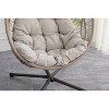 Gulches Hammocks: Linen Gray Egg-Shaped Hanging Chair with Stand for Indoor and Outdoor Comfort - 4 of 4