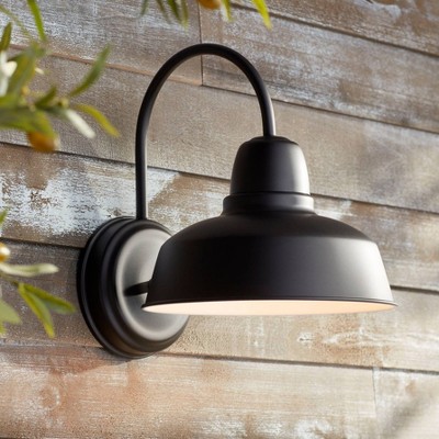 Black Metal Barn Light with Adjustable Arm for Outdoor Patio