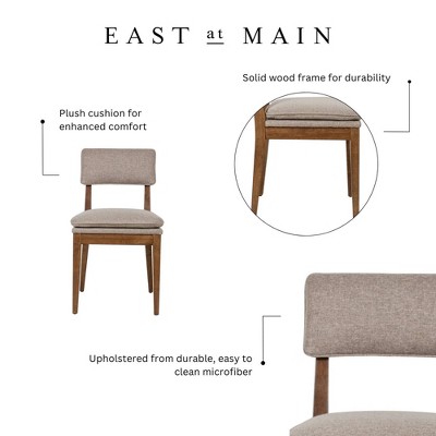 Brown Upholstered Solid Wood Dining Side Chair Set