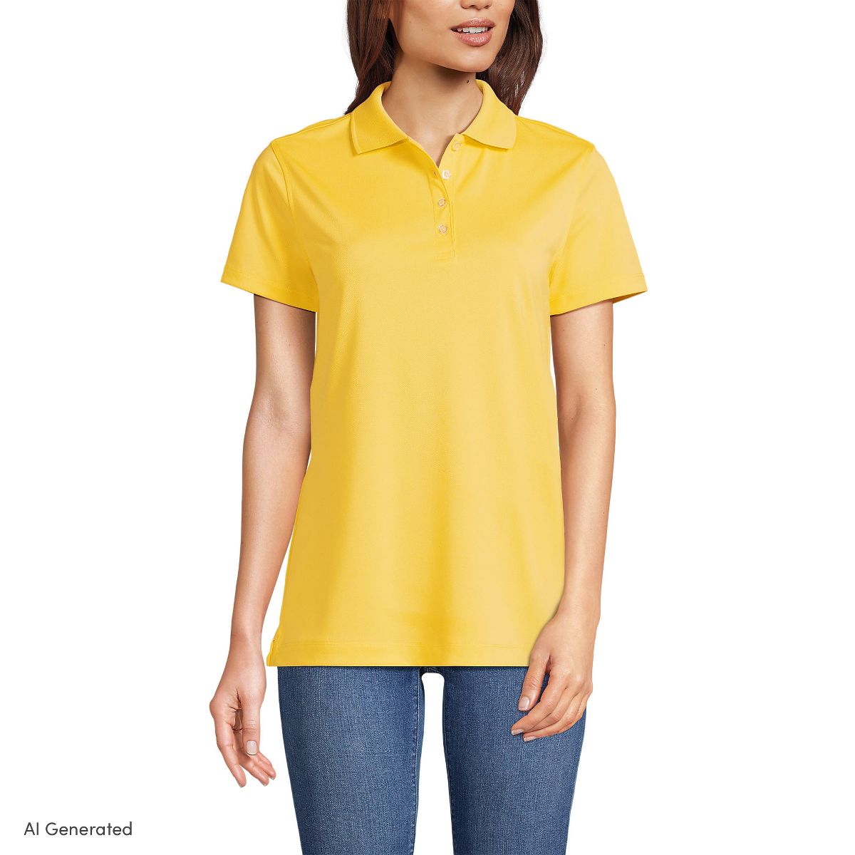 Lands' End Women's Short Sleeve Polyester Polo Shirt - thumbnail 3