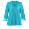 Collections Etc Lace Bodice and Trim V-Neck Long Sleeve Top - 3 of 4