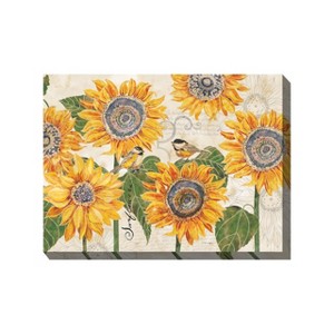 Cottage Garden West of The Wind Sunbirds Yellow, Green, Tan 40 x 30 Inch Waterproof Gallery Wrapped Canvas, Outdoor Garden, Yard, Patio All Weather - 1 of 2