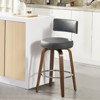 Bekrvio 26" Swivel Counter Height Bar Stools, Faux Leather Upholstered with Back, Walnut Wood Legs, Mid Century Kitchen Island Counter Chairs - 2 of 4