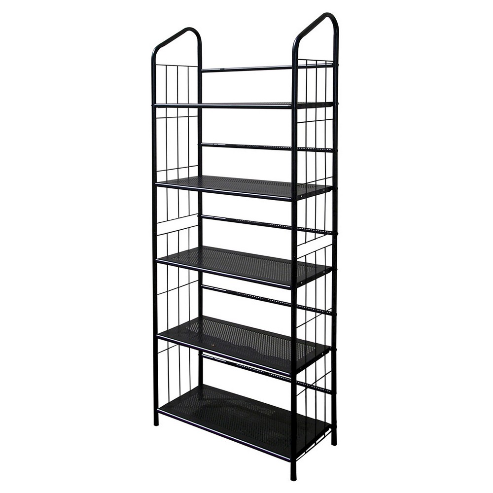 Photos - Garden & Outdoor Decoration 64" 5 Tier Metal Book Shelf Black - Ore International: Sturdy Steel Frame, 175 lbs Capacity, 5-Shelf Storage