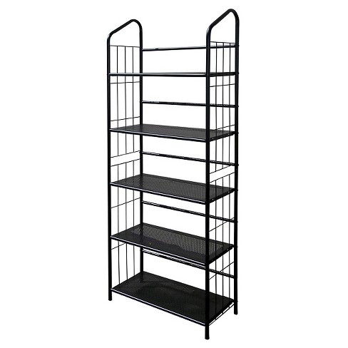 64 5 Tier Metal Book Shelf Black Ore, Metal Shelf Bookcase