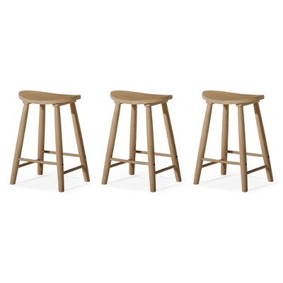 Maven Lane Luna Backless Modern Dining Kitchen Stool with Narrow Saddle Seat, Set of 3