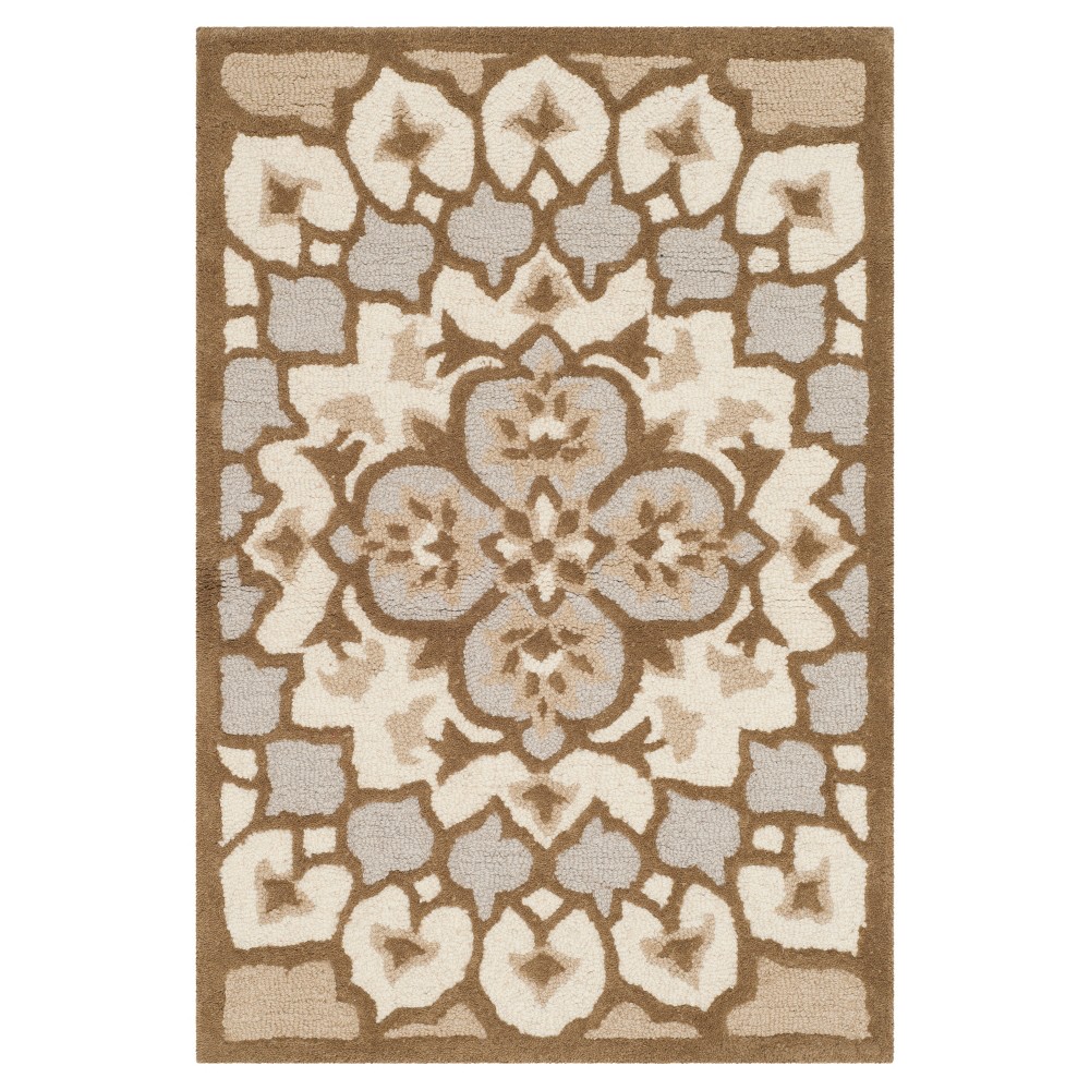 Ivory/Dark Beige Medallion Tufted Accent Rug 2'x3' - Safavieh