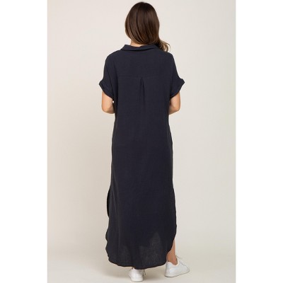 Pinkblush Charcoal Button Down Maternity Midi Dress - image 4