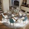 POVISON Modern Luxury Upholstered Dining Chairs Set of 2, High Back Side Chairs, Beige & Blue - 2 of 4