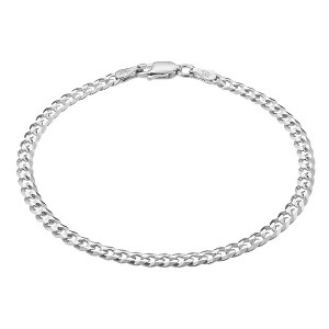 KISPER Solid 925 Sterling Silver Italian 3.5mm Diamond-Cut Cuban Link Curb Chain Bracelet for Men & Women - Made in Italy - 1 of 4